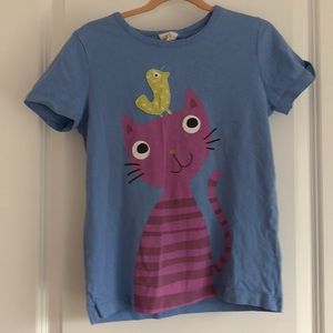 Mini Boden Girls Cat & Bird Tee Size 9-10
